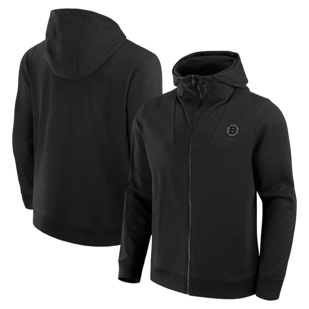 NHL Black Boston Bruins Fanatics Elements Tonal Primary Tri-Blend Full-Zip Hoodie