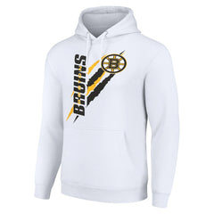 NHL White Boston Bruins Starter Color Scratch Fleece Pullover Hoodie