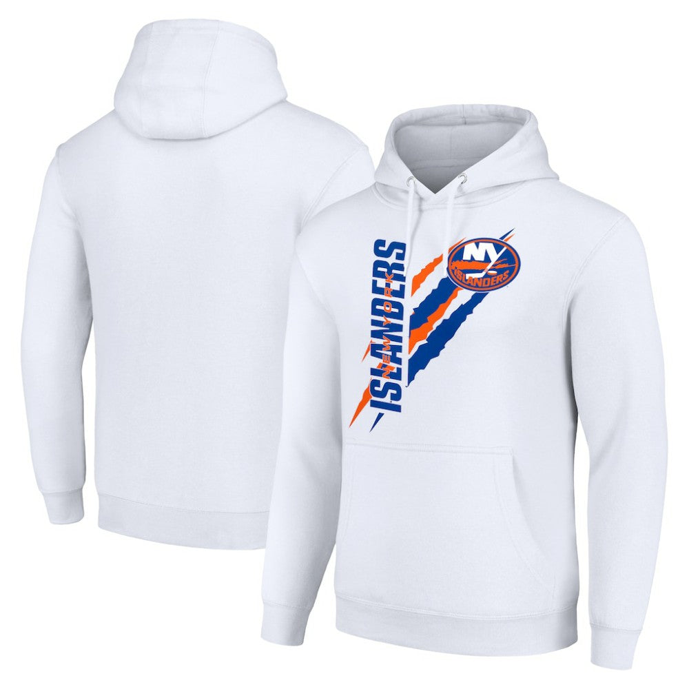 NHL White New York Islanders Starter Color Scratch Fleece Pullover Hoodie