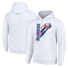 NHL White New York Islanders Starter Color Scratch Fleece Pullover Hoodie