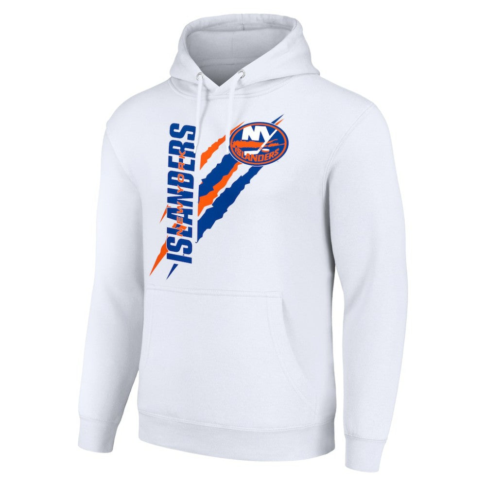 NHL White New York Islanders Starter Color Scratch Fleece Pullover Hoodie