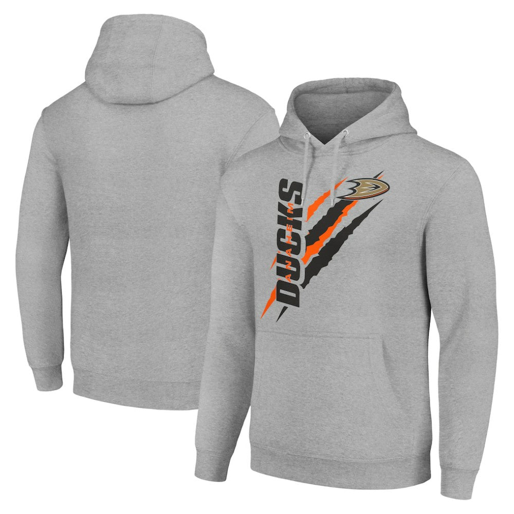 NHL Heather Gray Anaheim Ducks Starter Color Scratch Fleece Pullover Hoodie