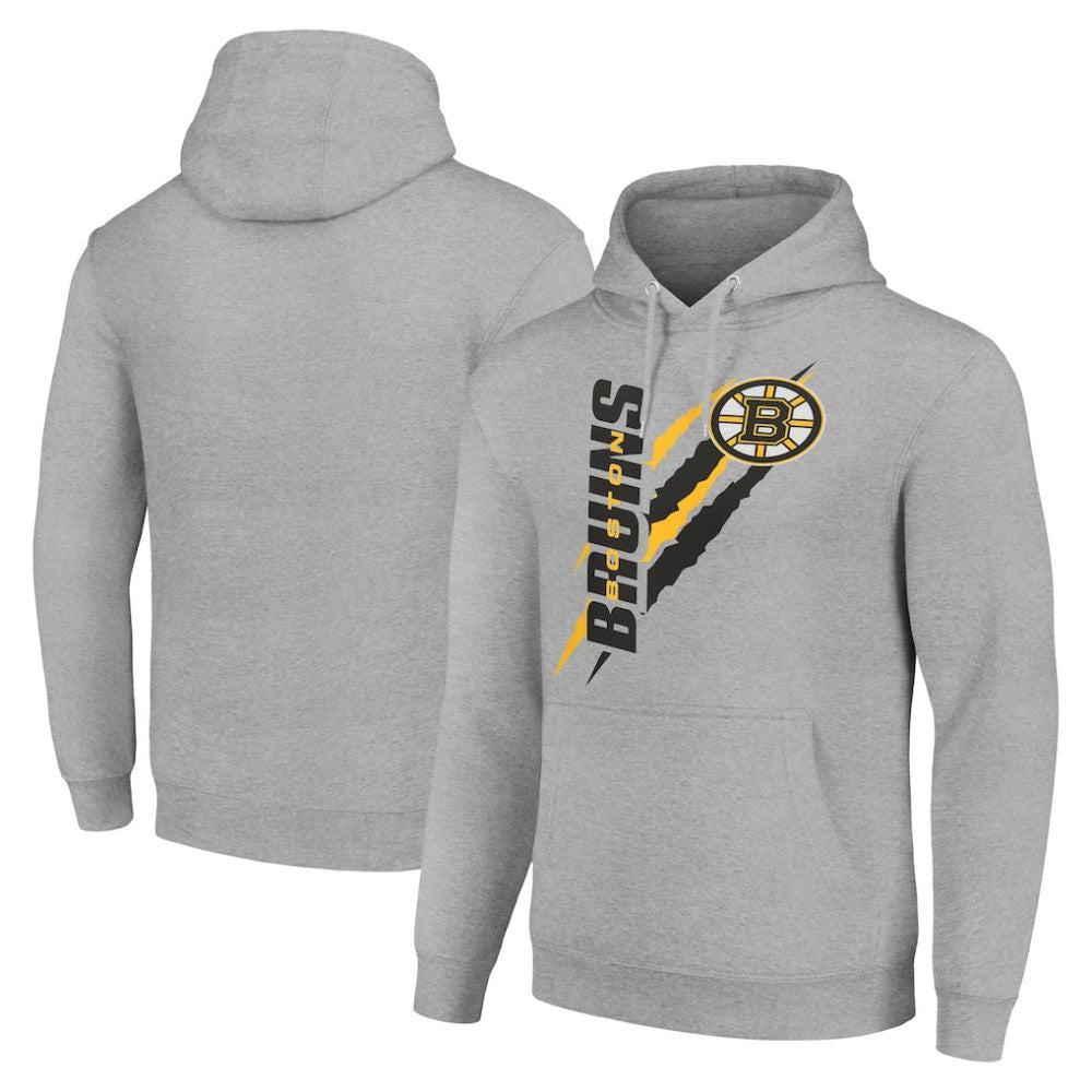 NHL Heather Gray Boston Bruins Starter Color Scratch Fleece Pullover Hoodie