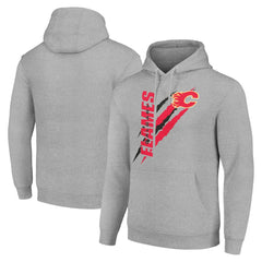 NHL Heather Gray Calgary Flames Starter Color Scratch Fleece Pullover Hoodie