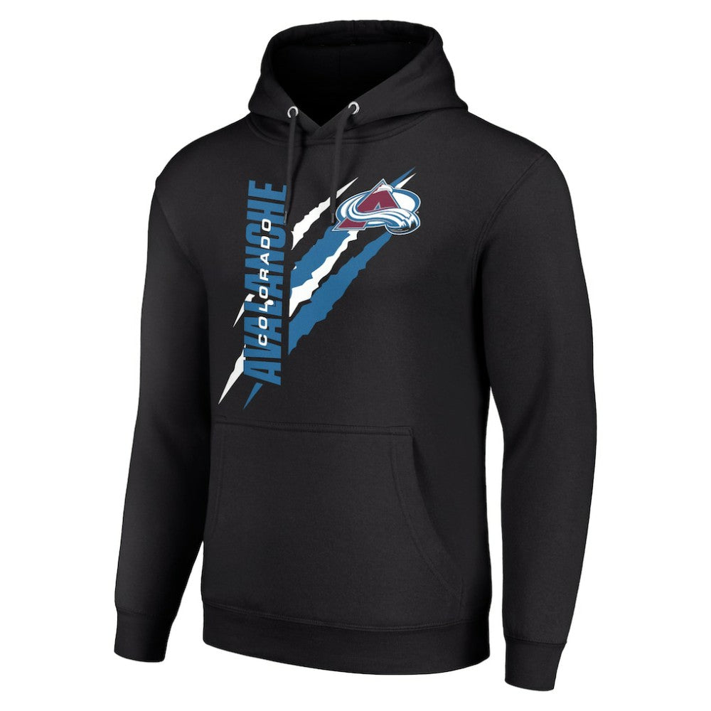 NHL Black Colorado Avalanche Starter Color Scratch Fleece Pullover Hoodie
