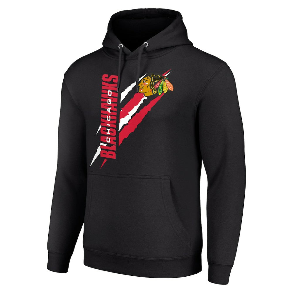 NHL Black Chicago Blackhawks Starter Color Scratch Fleece Pullover Hoodie