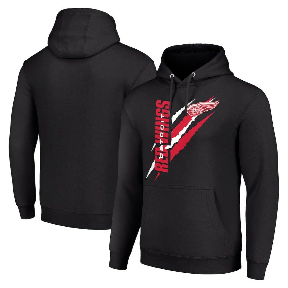 NHL Black Detroit Red Wings Starter Color Scratch Fleece Pullover Hoodie
