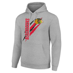 NHL Heather Gray Chicago Blackhawks Starter Color Scratch Fleece Pullover Hoodie