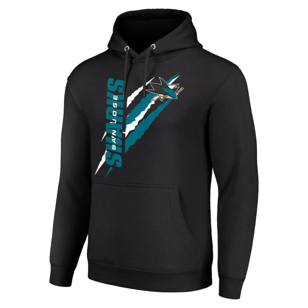 NHL Black San Jose Sharks Starter Color Scratch Fleece Pullover Hoodie