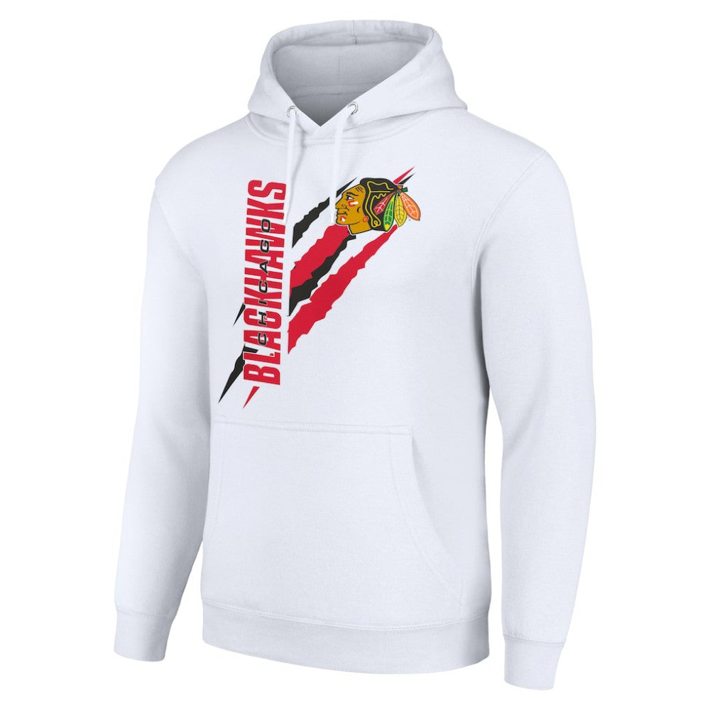 NHL White Chicago Blackhawks Starter Color Scratch Fleece Pullover Hoodie