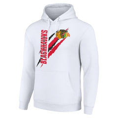 NHL White Chicago Blackhawks Starter Color Scratch Fleece Pullover Hoodie