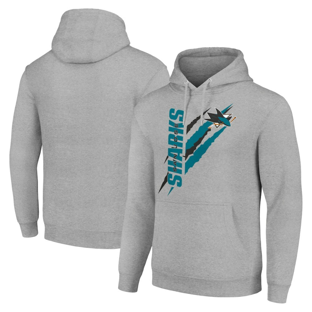 NHL Heather Gray San Jose Sharks Starter Color Scratch Fleece Pullover Hoodie