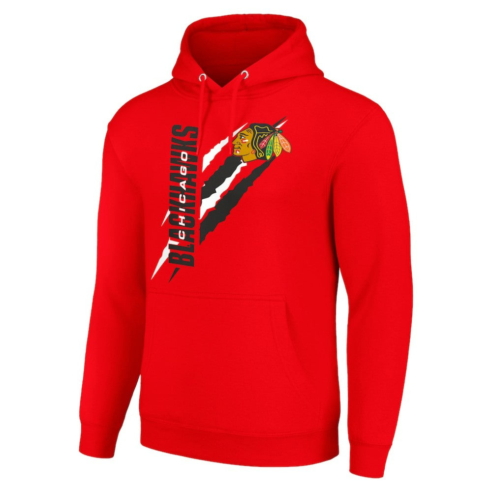 NHL Red Chicago Blackhawks Starter Color Scratch Fleece Pullover Hoodie