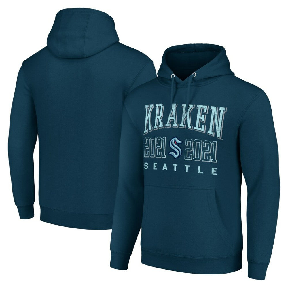 NHL Deep Sea Blue Seattle Kraken Starter Graphic Pullover Hoodie
