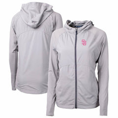 MLB San Diego Padres Cutter & Buck Women's City Connect Adapt Eco Knit Hybrid Recycled Full-Zip Hoodie