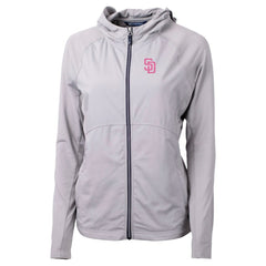 MLB San Diego Padres Cutter & Buck Women's City Connect Adapt Eco Knit Hybrid Recycled Full-Zip Hoodie