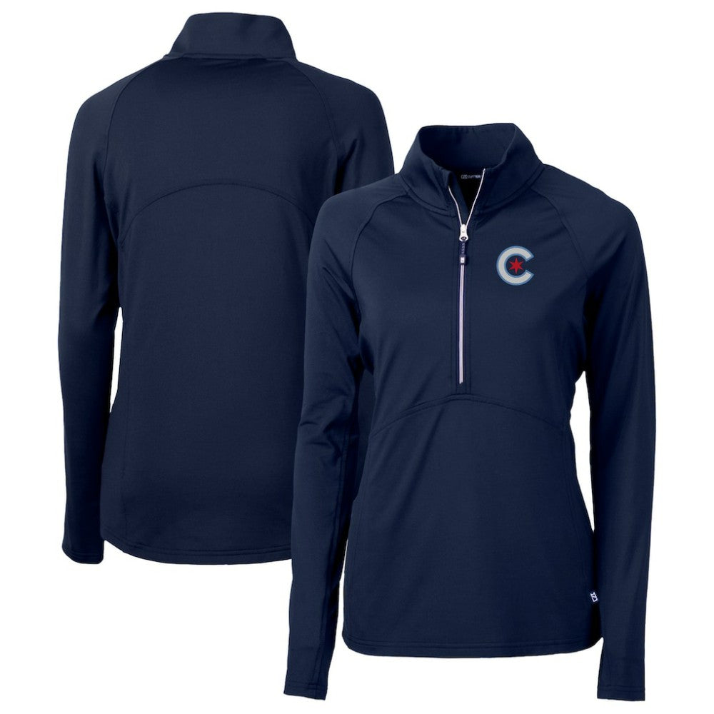 MLB Chicago Cubs Cutter & Buck Women's City Connect Adapt Eco Knit Recycled Half-Zip Pullover Top