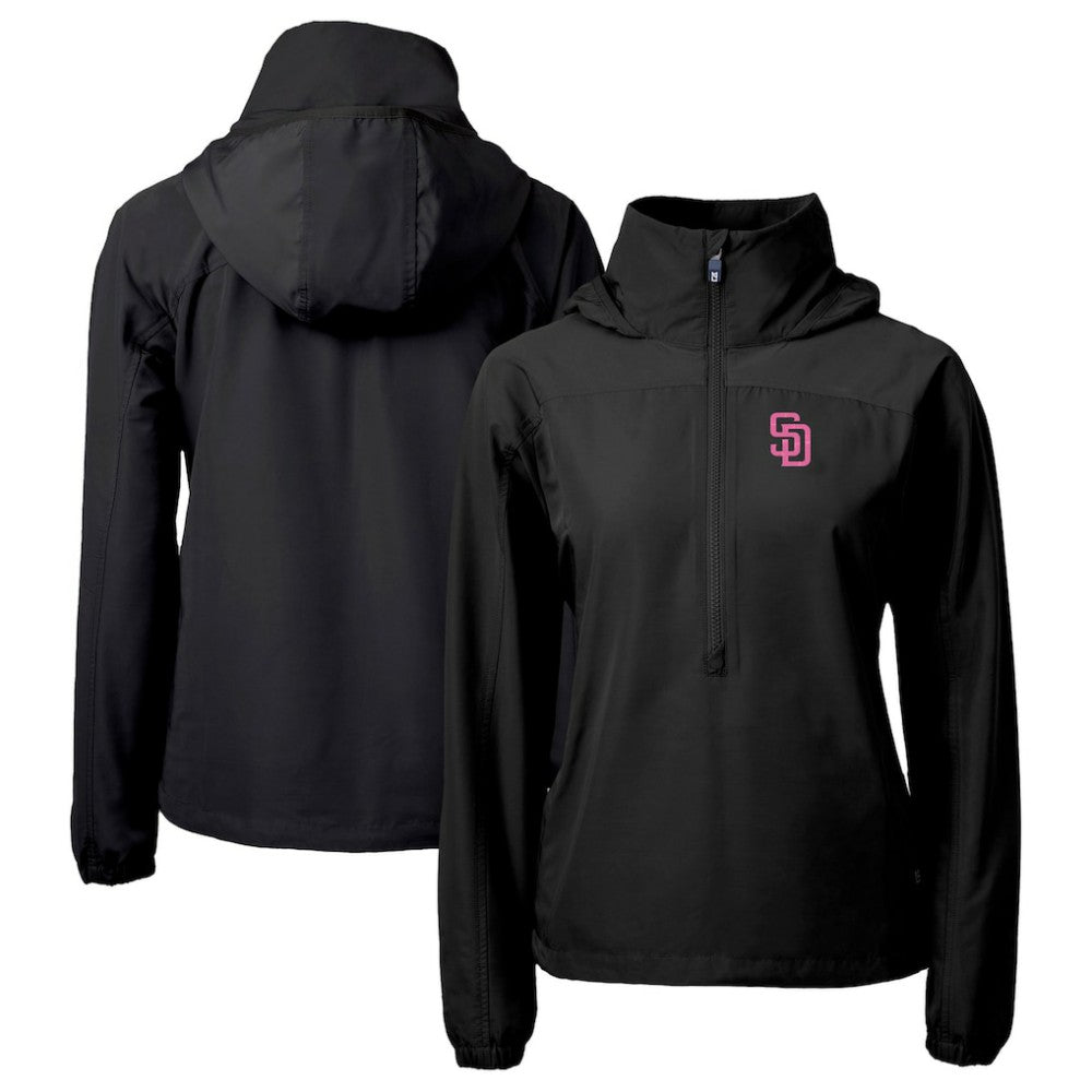 MLB San Diego Padres Cutter & Buck Women's City Connect Charter Eco Recycled Half-Zip Anorak Jacket