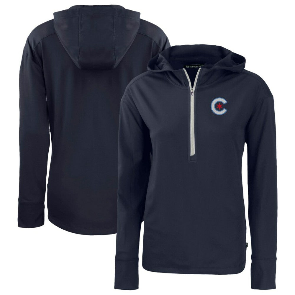 MLB Chicago Cubs Cutter & Buck Women's City Connect Daybreak Eco Recycled Half-Zip Hoodie