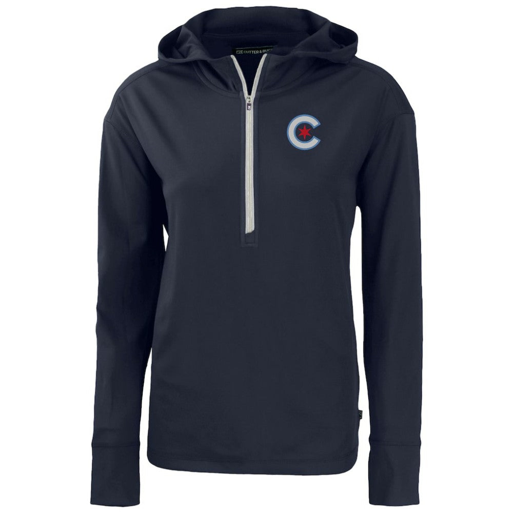 MLB Chicago Cubs Cutter & Buck Women's City Connect Daybreak Eco Recycled Half-Zip Hoodie