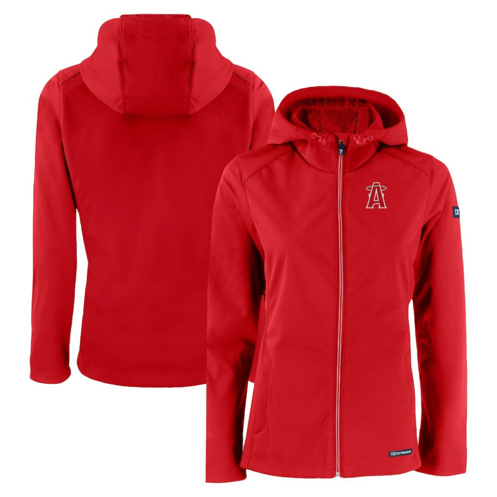 MLB Los Angeles Angels Cutter & Buck Women's City Connect Evoke Eco Softshell Recycled Full-Zip Hoodie Jacket