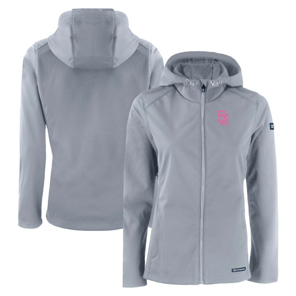 MLB San Diego Padres Cutter & Buck Women's City Connect Evoke Eco Softshell Recycled Full-Zip Hoodie Jacket
