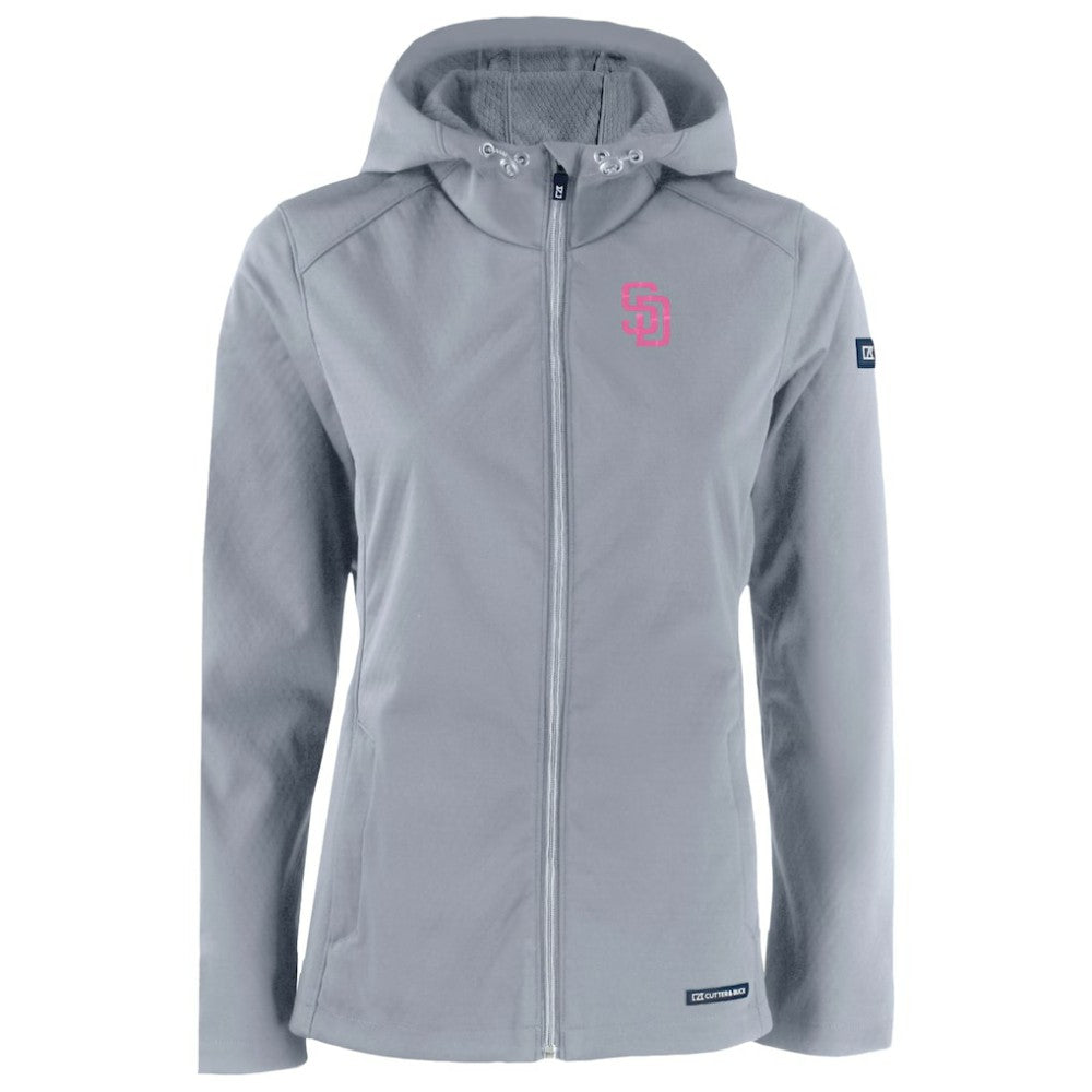 MLB San Diego Padres Cutter & Buck Women's City Connect Evoke Eco Softshell Recycled Full-Zip Hoodie Jacket