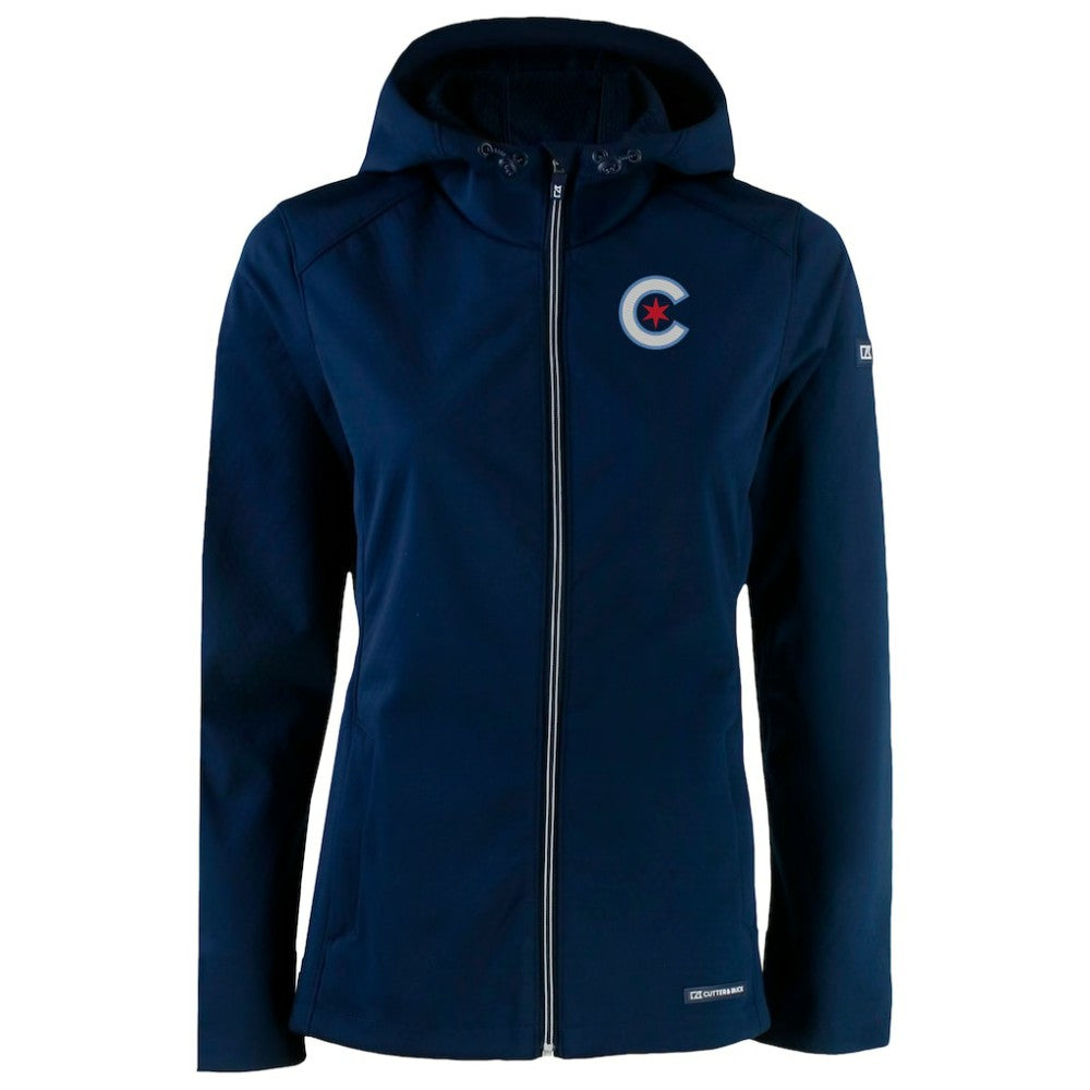 MLB Chicago Cubs Cutter & Buck Women's City Connect Evoke Eco Softshell Recycled Full-Zip Hoodie Jacket