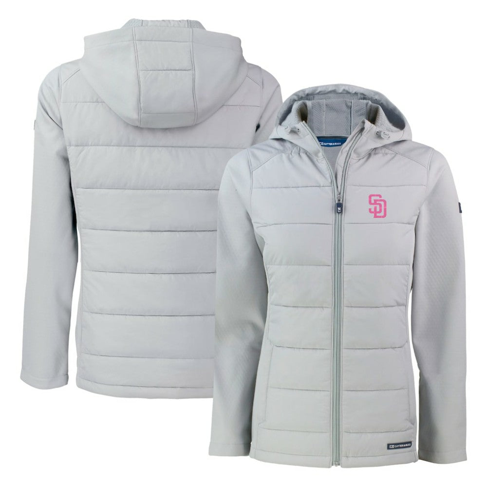 MLB San Diego Padres Cutter & Buck Women's City Connect Evoke Hybrid Eco Softshell Recycled Full-Zip Hoodie Jacket
