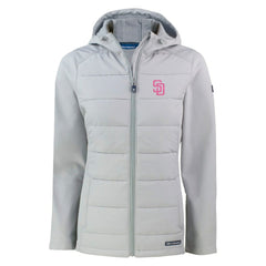 MLB San Diego Padres Cutter & Buck Women's City Connect Evoke Hybrid Eco Softshell Recycled Full-Zip Hoodie Jacket