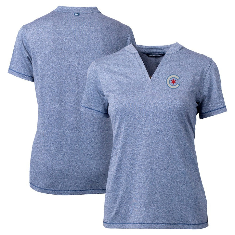 MLB Chicago Cubs Cutter & Buck Women's City Connect Forge Heathered Stretch Blade Top
