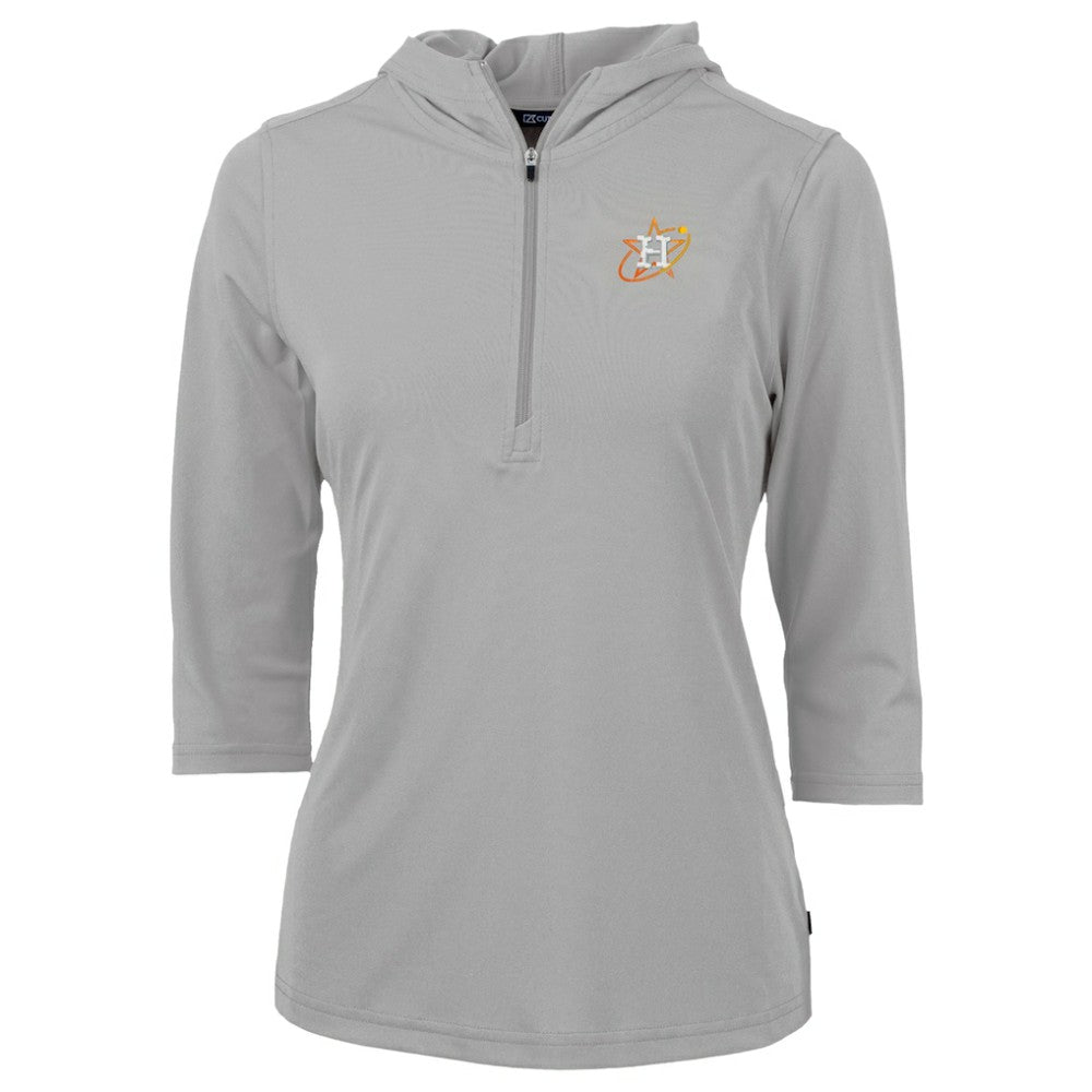 MLB Houston Astros Cutter & Buck Women's City Connect Virtue Eco Pique Recycled Half-Zip Pullover Hoodie