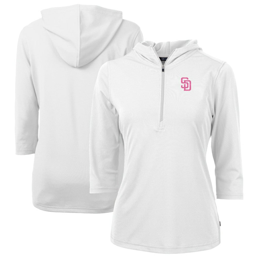 MLB San Diego Padres Cutter & Buck Women's City Connect Virtue Eco Pique Recycled Half-Zip Pullover Hoodie