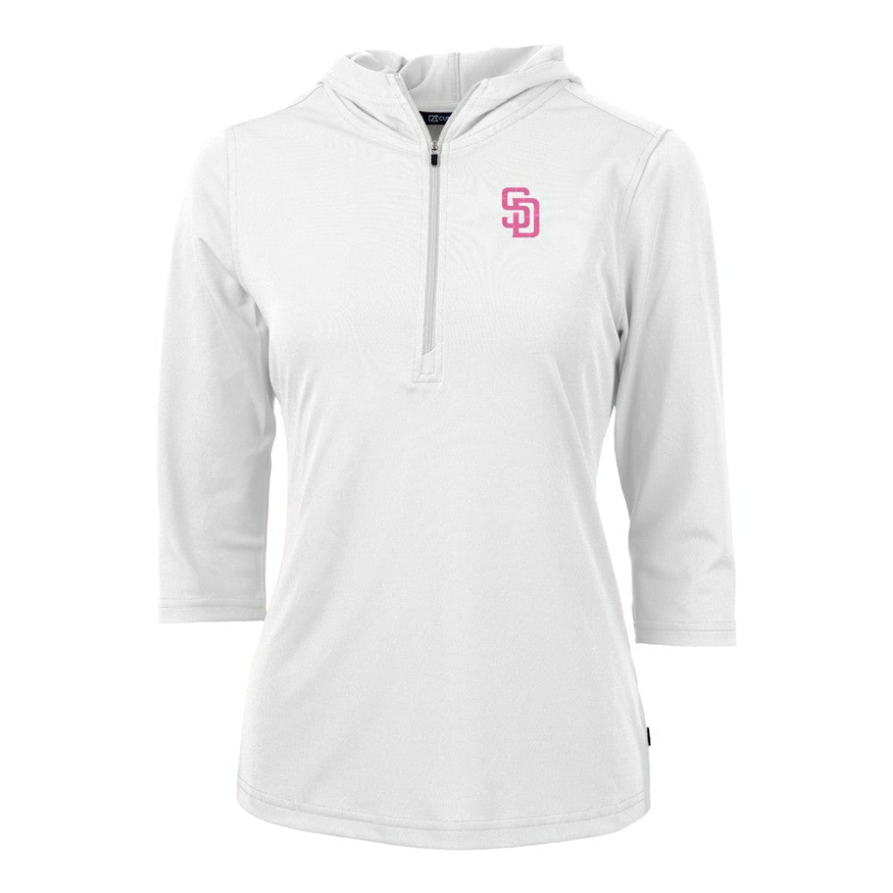 MLB San Diego Padres Cutter & Buck Women's City Connect Virtue Eco Pique Recycled Half-Zip Pullover Hoodie
