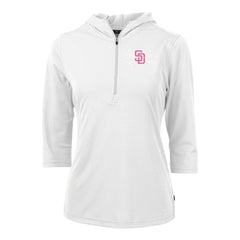 MLB San Diego Padres Cutter & Buck Women's City Connect Virtue Eco Pique Recycled Half-Zip Pullover Hoodie