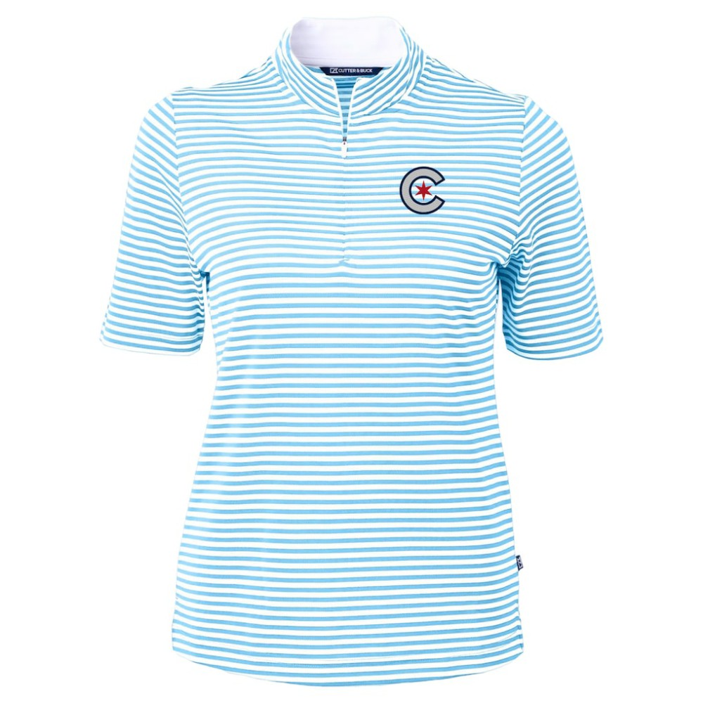MLB Chicago Cubs Cutter & Buck Women's City Connect Virtue Eco Pique Stripe Recycled Top