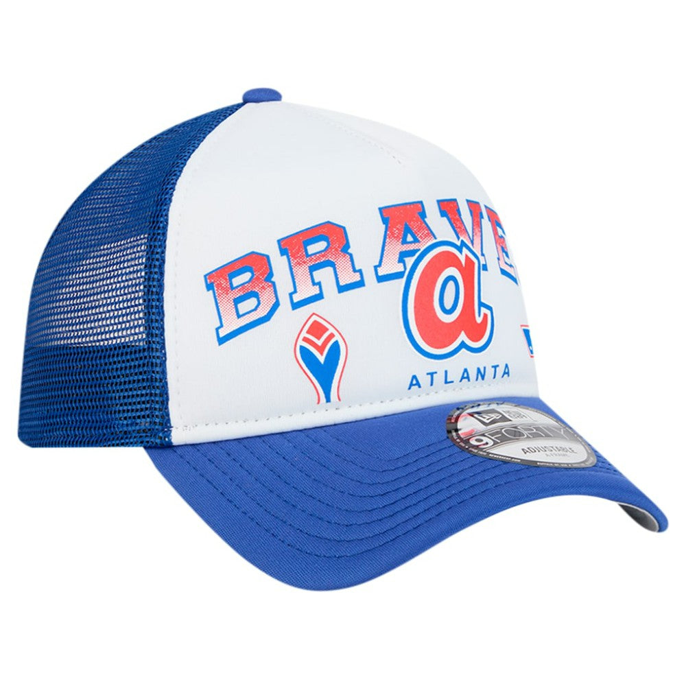 MLB Atlanta Braves New Era Retro Wordmark 9FORTY A-Frame Trucker Adjustable Hat