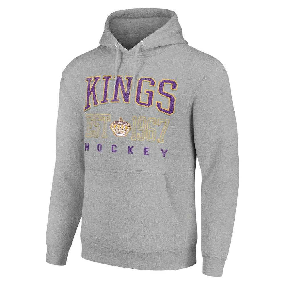 NHL Heather Gray Los Angeles Kings Starter Retro Graphic Pullover Hoodie