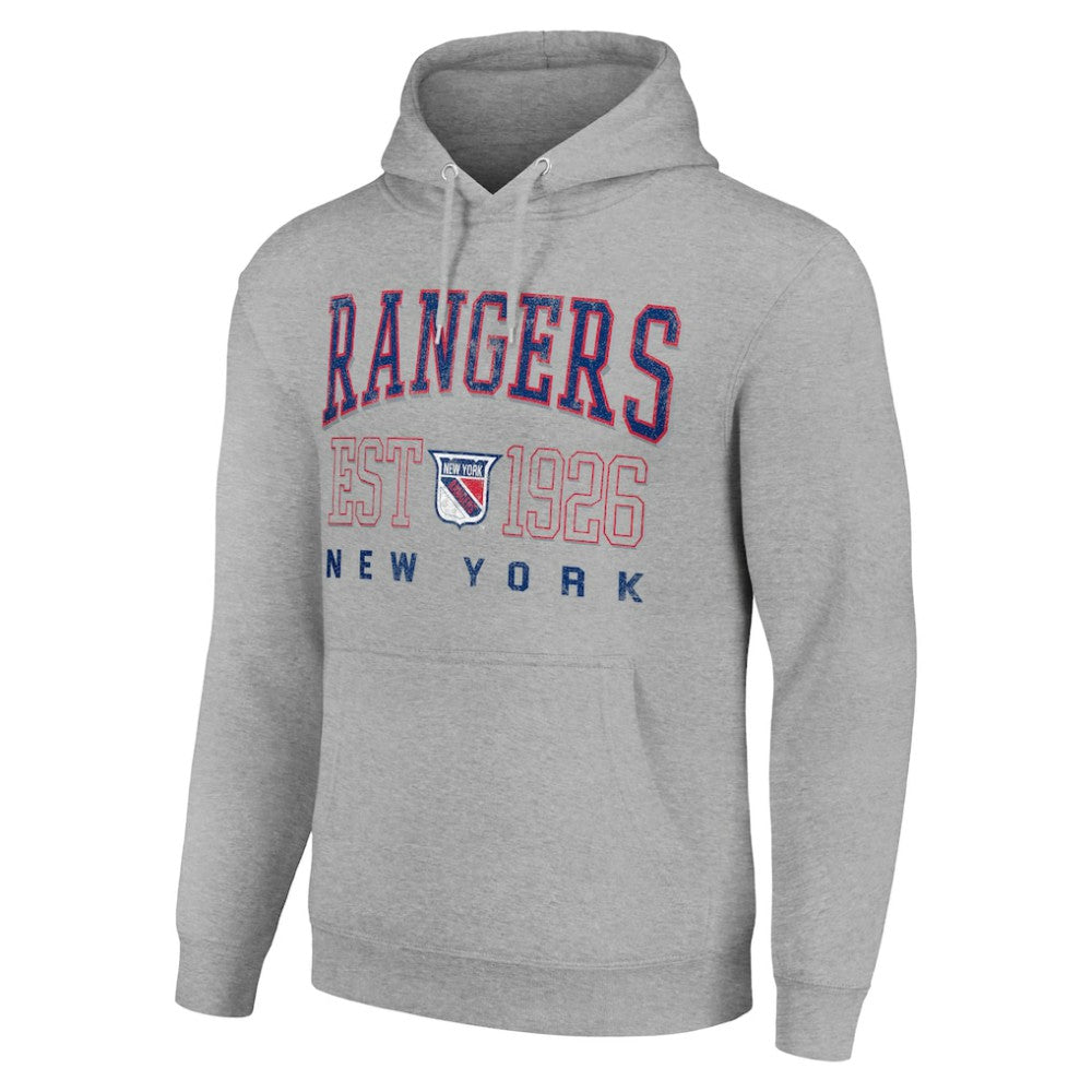 NHL Heather Gray New York Rangers Starter Retro Graphic Pullover Hoodie
