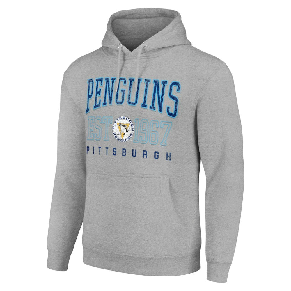 NHL Heather Gray Pittsburgh Penguins Starter Retro Graphic Pullover Hoodie