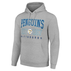 NHL Heather Gray Pittsburgh Penguins Starter Retro Graphic Pullover Hoodie