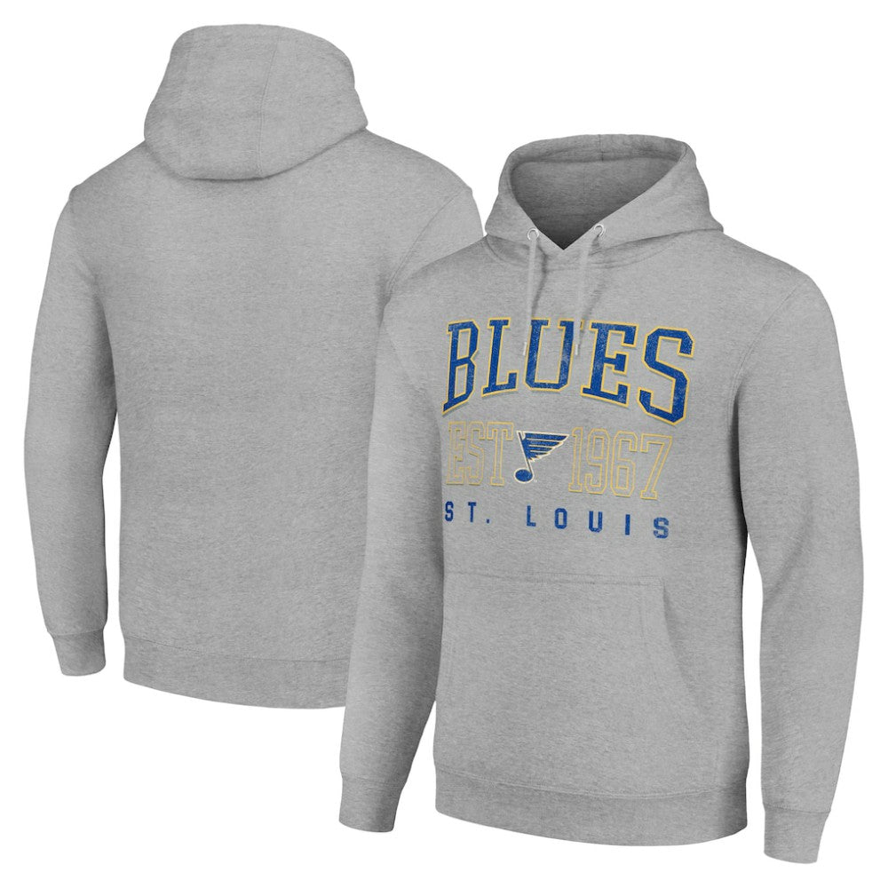 NHL Heather Gray St. Louis Blues Starter Retro Graphic Pullover Hoodie