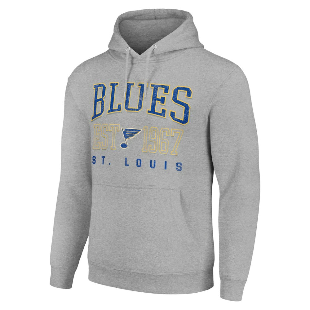 NHL Heather Gray St. Louis Blues Starter Retro Graphic Pullover Hoodie