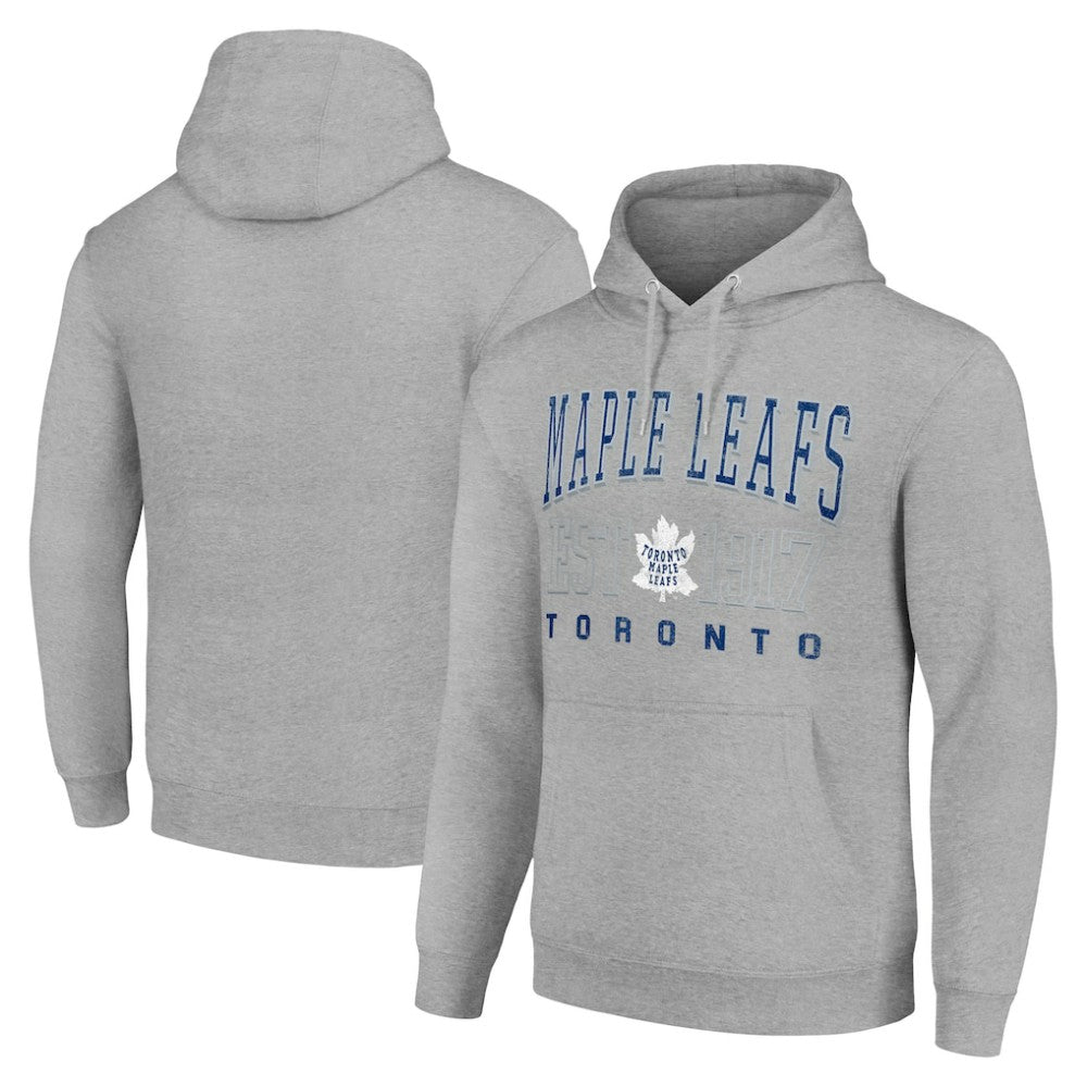 NHL Heather Gray Toronto Maple Leafs Starter Retro Graphic Pullover Hoodie