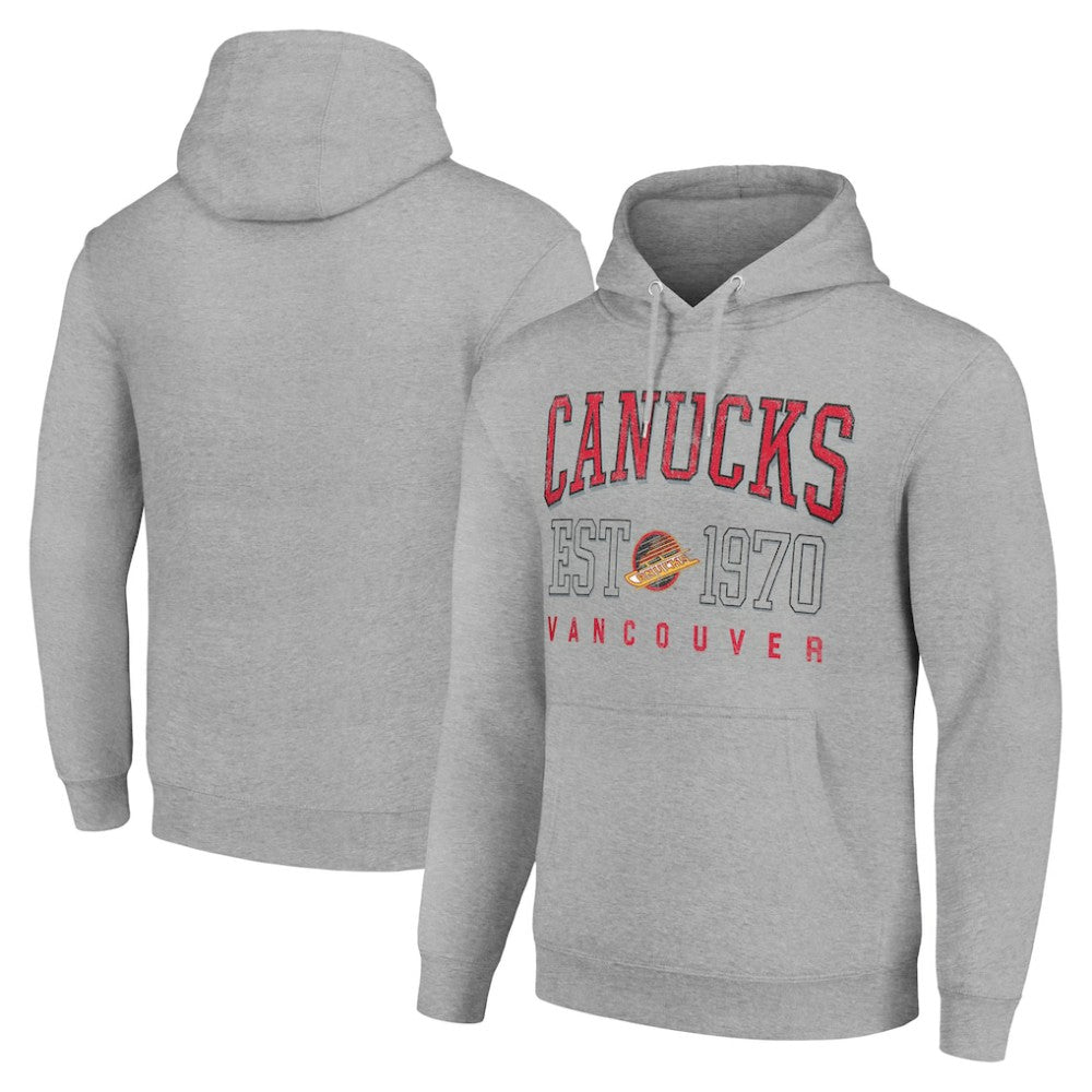NHL Heather Gray Vancouver Canucks Starter Retro Graphic Pullover Hoodie