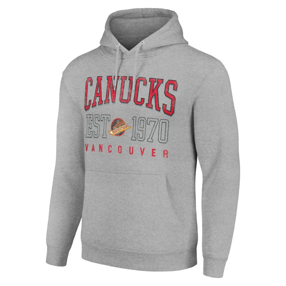 NHL Heather Gray Vancouver Canucks Starter Retro Graphic Pullover Hoodie