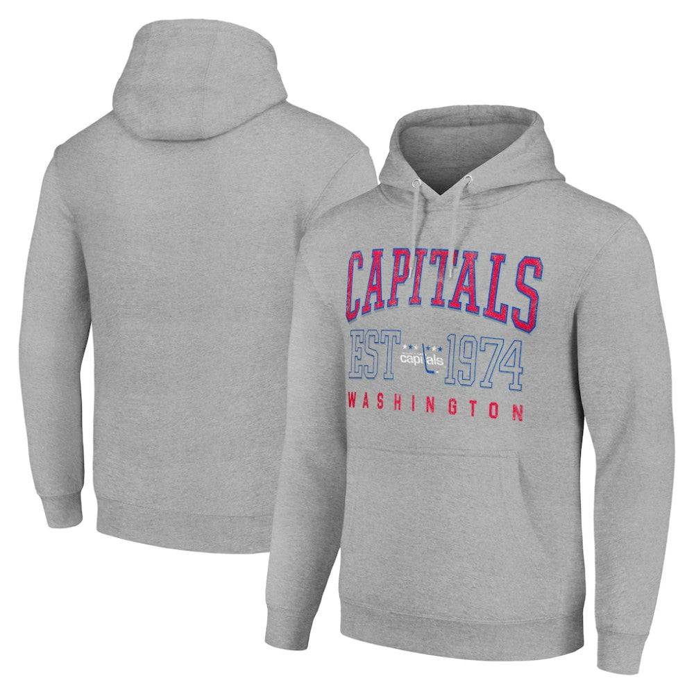 NHL Heather Gray Washington Capitals Starter Retro Graphic Pullover Hoodie