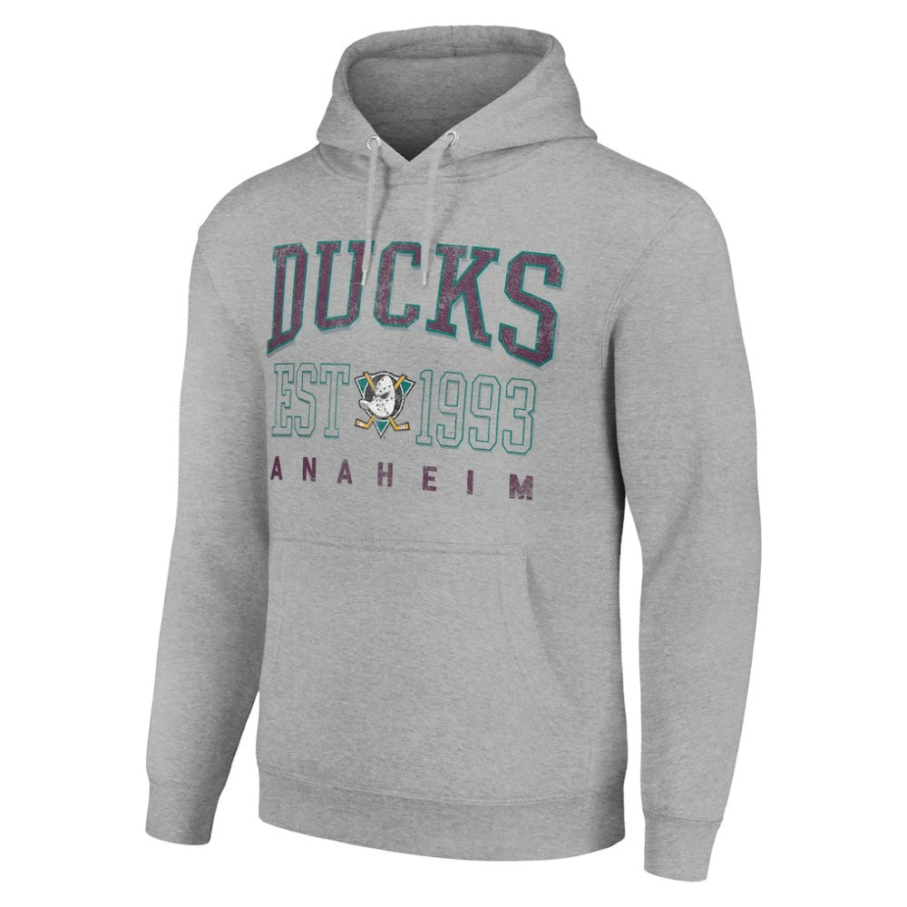 NHL Heather Gray Anaheim Ducks Starter Retro Graphic Pullover Hoodie