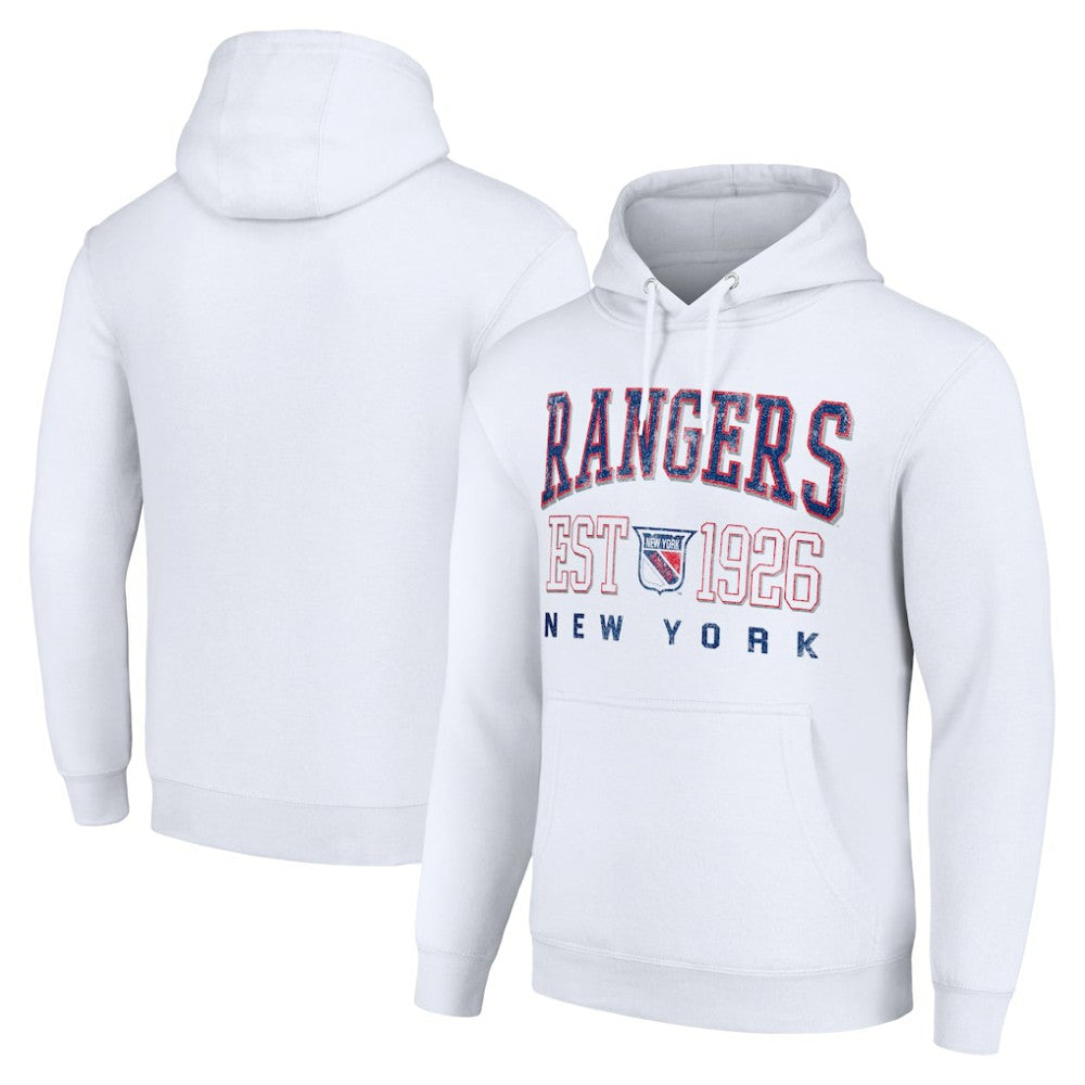 NHL White New York Rangers Starter Retro Graphic Pullover Hoodie