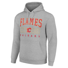 NHL Heather Gray Calgary Flames Starter Retro Graphic Pullover Hoodie